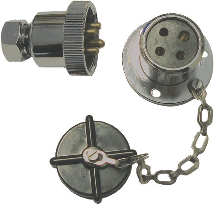 4-polig däckskontakt, kromad mässing